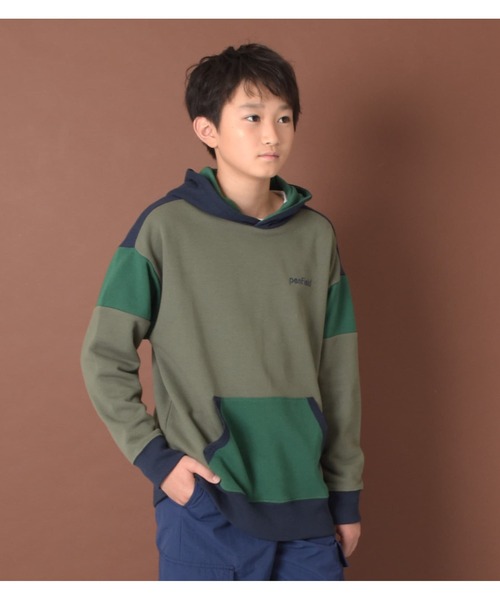 PEN FIELD（ペンフィールド）の「【Penfield】TC裏毛・カラーブロックパーカー（その他トップス・キッズ・カーキ/ベージュ/オートミール・150cm/160cm/170cm/140cm）」の3枚目の写真