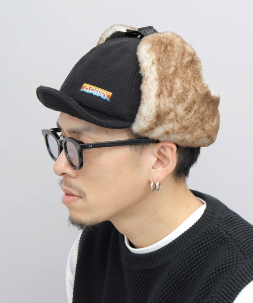 GERRY（ジェリー）の「フリース ショートブリム イヤーフラップ フライトキャップ（キャップ・メンズ・カーキ/ブラック・FREE）」の6枚目の写真