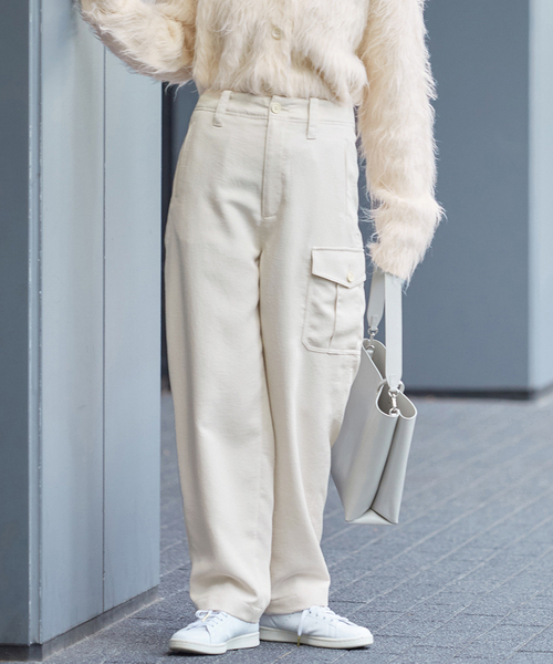 JOURNAL STANDARD(ジャーナルスタンダード)の「ストレッチサテンミリタリーパンツ(カーゴパンツ・レディース・アイボリー/カーキ・36/38)」の6枚目の写真