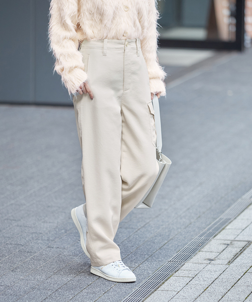 JOURNAL STANDARD(ジャーナルスタンダード)の「ストレッチサテンミリタリーパンツ(カーゴパンツ・レディース・アイボリー/カーキ・36/38)」の8枚目の写真