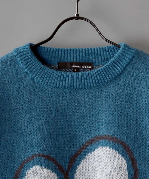 SITRY(シトリー)の「classic flower Jacquard Knit Sweater/クラシック フラワー ジャガード ニット セーター(ニット/セーター・メンズ・ホワイト/グレイッシュブルー/ブラック・L/M)」の6枚目の写真