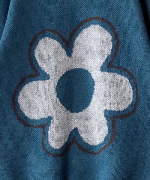 SITRY(シトリー)の「classic flower Jacquard Knit Sweater/クラシック フラワー ジャガード ニット セーター(ニット/セーター・メンズ・ホワイト/グレイッシュブルー/ブラック・L/M)」の8枚目の写真