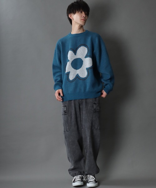 SITRY(シトリー)の「classic flower Jacquard Knit Sweater/クラシック フラワー ジャガード ニット セーター(ニット/セーター・メンズ・ホワイト/グレイッシュブルー/ブラック・L/M)」の19枚目の写真