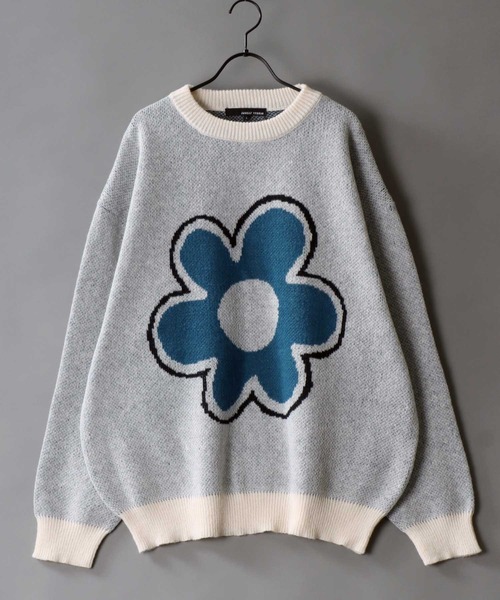 SITRY(シトリー)の「classic flower Jacquard Knit Sweater/クラシック フラワー ジャガード ニット セーター(ニット/セーター・メンズ・ホワイト/グレイッシュブルー/ブラック・L/M)」の15枚目の写真