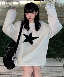 DEVICE | オーバーサイズ プルオーバー 星柄 スタープリント スウェット トレーナー(スウェット)