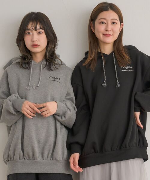 RETRO GIRL（レトロガール）の「フーディーBIGトレーナー（パーカー・レディース・ダークグレー/ブラック/ホワイト系その他・FREE）」の5枚目の写真