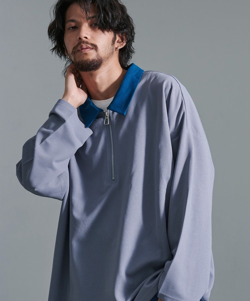 SILVER BULLET(シルバーバレット)の「『CavariA/キャバリア』ハーフZIP長袖カットソー(Tシャツ/カットソー・メンズ・オレンジ/グレー/グリーン・M/L)」の1枚目の写真