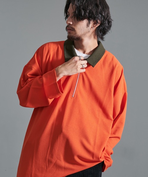 SILVER BULLET(シルバーバレット)の「『CavariA/キャバリア』ハーフZIP長袖カットソー(Tシャツ/カットソー・メンズ・オレンジ/グレー/グリーン・M/L)」の3枚目の写真