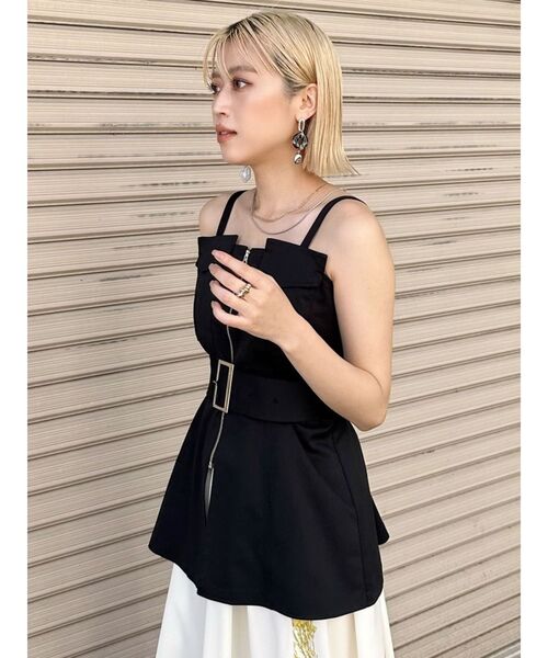 MURUA(ムルーア)の「デザインビスチェトップス(シャツ/ブラウス・レディース・ベージュ/ブルー/ブラック・FREE)」の5枚目の写真