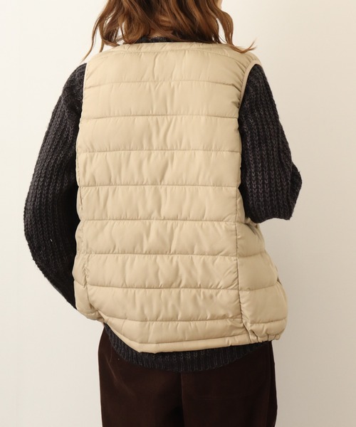 セール】atONE 着回しできる防寒ベスト!軽量中綿ノーカラーベスト