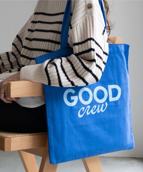 Mac-House(マックハウス)の「GOOD CREW ロゴプリントツイルトートバッグ(トートバッグ・レディース・イエロー/ブルー/ベージュ/ブラウン/ブラック/グリーン・フリー)」の6枚目の写真