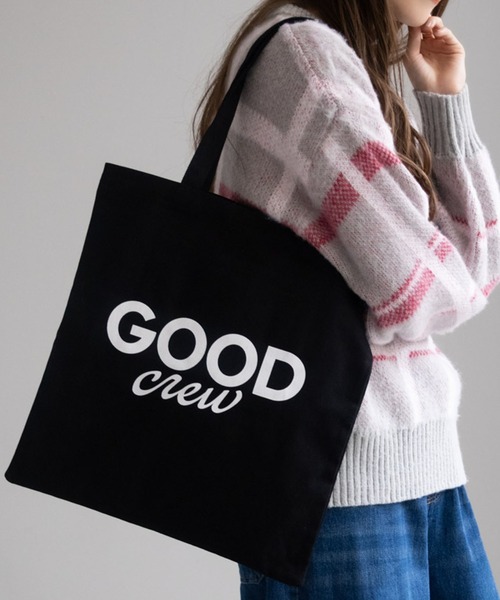 Mac-House(マックハウス)の「GOOD CREW ロゴプリントツイルトートバッグ(トートバッグ・レディース・イエロー/ブルー/ベージュ/ブラウン/ブラック/グリーン・フリー)」の2枚目の写真