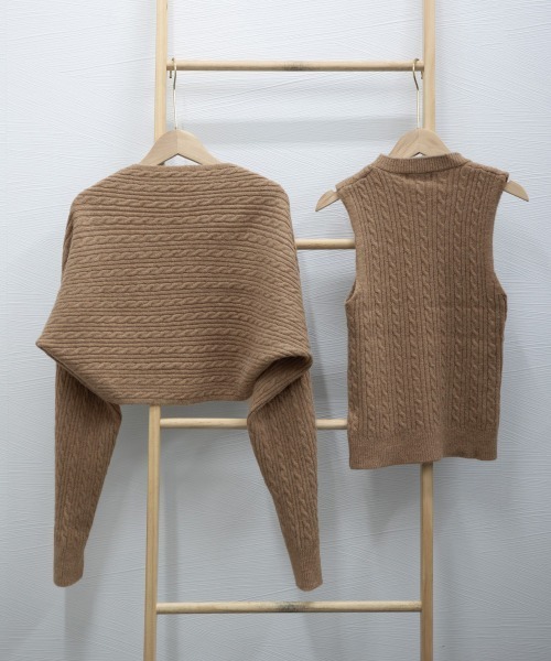 Miniministore（ミニミニストア）の「ニットカーディガン タンクトップ セット（ニット/セーター・レディース・モカ/ダークグレー/アイボリー/ブラック・フリー）」の16枚目の写真