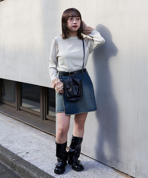 CIAOPANIC(チャオパニック)の「袖切替ラメ配色リブカットソー(Tシャツ/カットソー・レディース・ブラック/アイボリー/ネイビー/ライトグリーン/ピンク・FREE)」の21枚目の写真