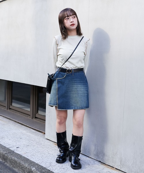 CIAOPANIC(チャオパニック)の「袖切替ラメ配色リブカットソー(Tシャツ/カットソー・レディース・ブラック/アイボリー/ネイビー/ライトグリーン/ピンク・FREE)」の19枚目の写真