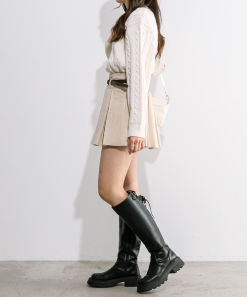 OLIVE des OLIVE(オリーブデオリーブ)の「ケーブルロゴジャガードニット 1032050530(ニット/セーター・レディース・アイボリー/トップグレー/ネイビー・FREE)」の5枚目の写真