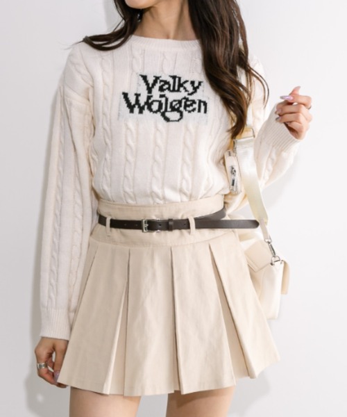 OLIVE des OLIVE(オリーブデオリーブ)の「ケーブルロゴジャガードニット 1032050530(ニット/セーター・レディース・アイボリー/トップグレー/ネイビー・FREE)」の7枚目の写真