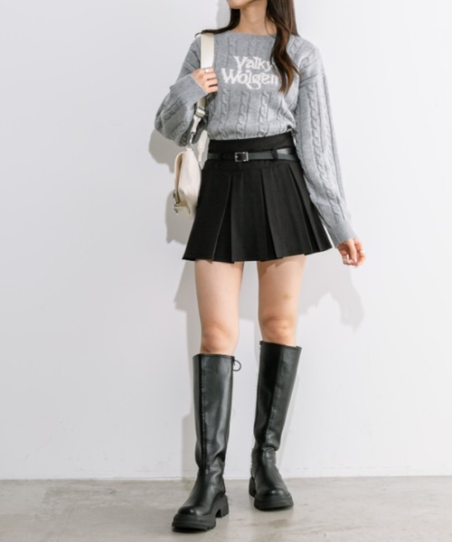 OLIVE des OLIVE(オリーブデオリーブ)の「ケーブルロゴジャガードニット 1032050530(ニット/セーター・レディース・アイボリー/トップグレー/ネイビー・FREE)」の10枚目の写真