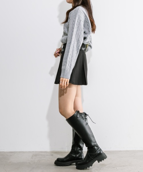 OLIVE des OLIVE(オリーブデオリーブ)の「ケーブルロゴジャガードニット 1032050530(ニット/セーター・レディース・アイボリー/トップグレー/ネイビー・FREE)」の11枚目の写真