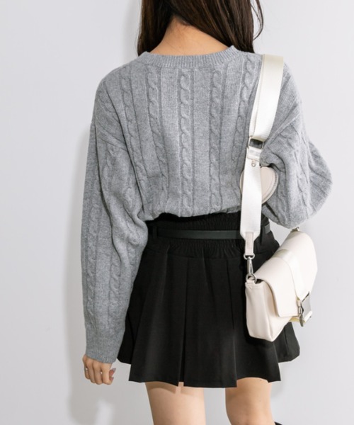 OLIVE des OLIVE(オリーブデオリーブ)の「ケーブルロゴジャガードニット 1032050530(ニット/セーター・レディース・アイボリー/トップグレー/ネイビー・FREE)」の15枚目の写真