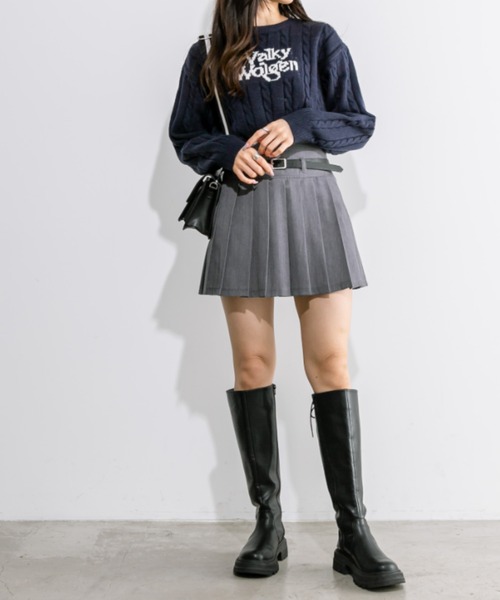 OLIVE des OLIVE(オリーブデオリーブ)の「ケーブルロゴジャガードニット 1032050530(ニット/セーター・レディース・アイボリー/トップグレー/ネイビー・FREE)」の16枚目の写真