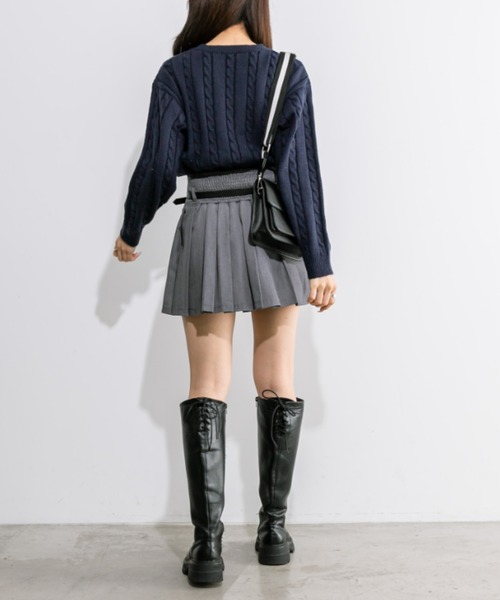 OLIVE des OLIVE(オリーブデオリーブ)の「ケーブルロゴジャガードニット 1032050530(ニット/セーター・レディース・アイボリー/トップグレー/ネイビー・FREE)」の18枚目の写真