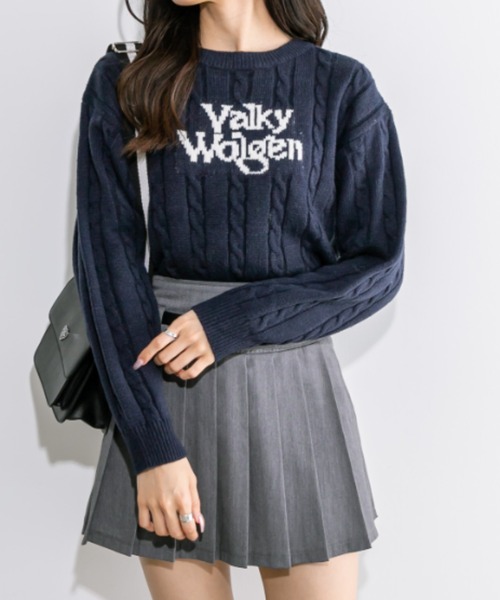 OLIVE des OLIVE(オリーブデオリーブ)の「ケーブルロゴジャガードニット 1032050530(ニット/セーター・レディース・アイボリー/トップグレー/ネイビー・FREE)」の19枚目の写真