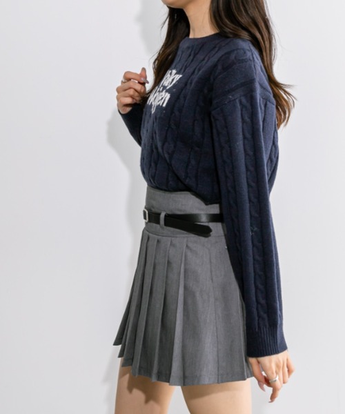 OLIVE des OLIVE(オリーブデオリーブ)の「ケーブルロゴジャガードニット 1032050530(ニット/セーター・レディース・アイボリー/トップグレー/ネイビー・FREE)」の20枚目の写真