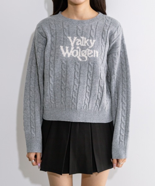 OLIVE des OLIVE(オリーブデオリーブ)の「ケーブルロゴジャガードニット 1032050530(ニット/セーター・レディース・アイボリー/トップグレー/ネイビー・FREE)」の22枚目の写真