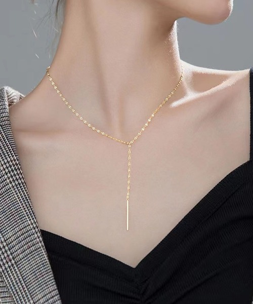 ゴールド バー付き スライド チェーン ネックレス（ネックレス）｜Lace 