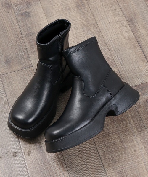 LibertyDoll(リバティードール)の「LibertyDoll/+4.5cm 軽量厚底 スクエア ストレッチブーツ ソックスブーツ(9136/9137)(ブーツ・レディース・ブラック系2/アイボリー/ブラック系1/ブラック系3・S/M/L/LL)」の11枚目の写真
