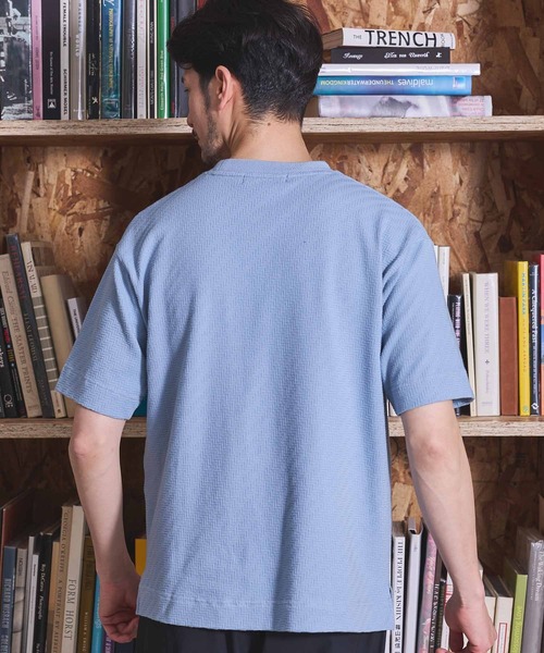 UNION STATION(ユニオンステーション)の「シェブロン柄リンクスジャガードTシャツ(Tシャツ/カットソー・メンズ・ホワイト/ライトグレー/サックスブルー/ブラック・LL/L/M/S)」の14枚目の写真