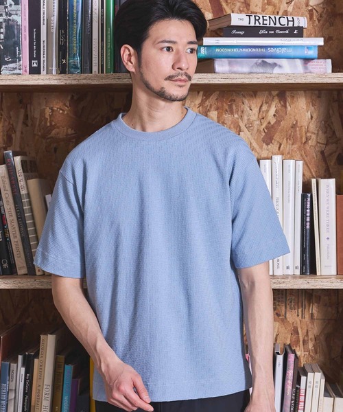 UNION STATION(ユニオンステーション)の「シェブロン柄リンクスジャガードTシャツ(Tシャツ/カットソー・メンズ・ホワイト/ライトグレー/サックスブルー/ブラック・LL/L/M/S)」の12枚目の写真