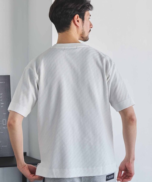 UNION STATION(ユニオンステーション)の「シェブロン柄リンクスジャガードTシャツ(Tシャツ/カットソー・メンズ・ホワイト/ライトグレー/サックスブルー/ブラック・LL/L/M/S)」の8枚目の写真