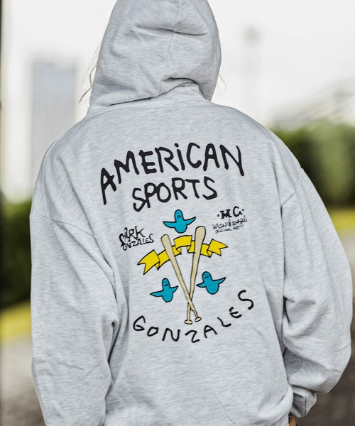 Mark Gonzales（マーク・ゴンザレス）の「【WEB・直営店限定】MARK GONZALES ARTWORK COLLECTION(マーク ゴンザレス)バックプリントプルパーカー 3type 5colors（パーカー・メンズ・ベージュ系1/ネイビー系1/グレー系2/ネイビー系2/ブラック系3/グレー系1/ネイビー系3/ホワイト系1/グレー系3/ホワイト系2/ホワイト系3/ブラック系2/ブラック系1/ベージュ系2/ベージュ系3・L/XL/M）」の7枚目の写真