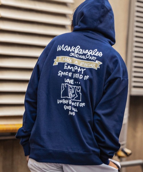 Mark Gonzales（マーク・ゴンザレス）の「【WEB・直営店限定】MARK GONZALES ARTWORK COLLECTION(マーク ゴンザレス)バックプリントプルパーカー 3type 5colors（パーカー・メンズ・ベージュ系1/ネイビー系1/グレー系2/ネイビー系2/ブラック系3/グレー系1/ネイビー系3/ホワイト系1/グレー系3/ホワイト系2/ホワイト系3/ブラック系2/ブラック系1/ベージュ系2/ベージュ系3・L/XL/M）」の14枚目の写真