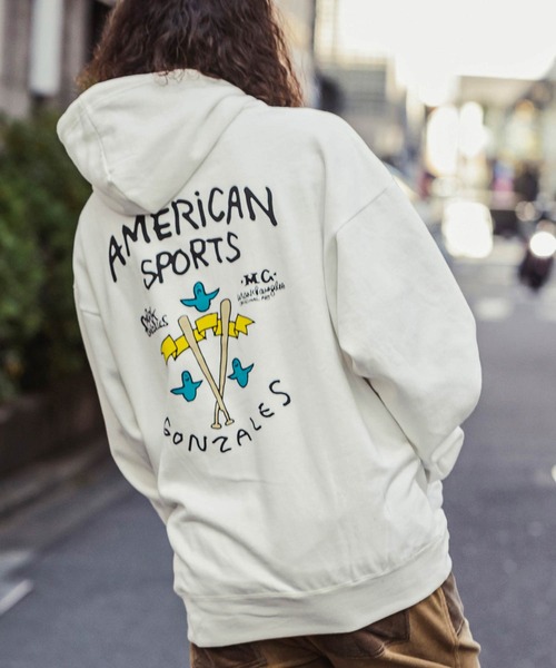 Mark Gonzales（マーク・ゴンザレス）の「【WEB・直営店限定】MARK GONZALES ARTWORK COLLECTION(マーク ゴンザレス)バックプリントプルパーカー 3type 5colors（パーカー・メンズ・ベージュ系1/ネイビー系1/グレー系2/ネイビー系2/ブラック系3/グレー系1/ネイビー系3/ホワイト系1/グレー系3/ホワイト系2/ホワイト系3/ブラック系2/ブラック系1/ベージュ系2/ベージュ系3・L/XL/M）」の18枚目の写真