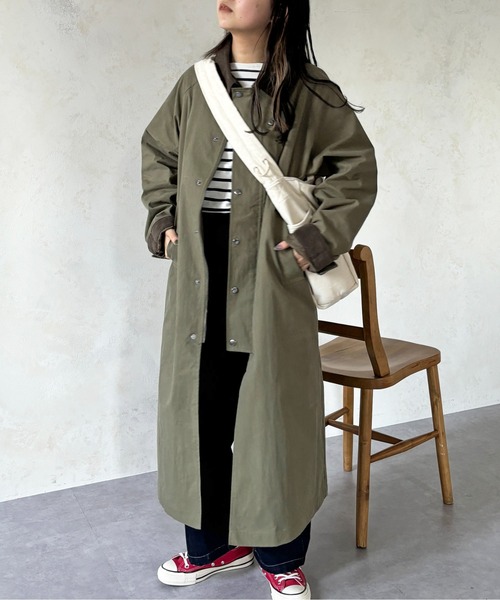 CPCM（シーピーシーエム）の「襟配色ステンカラーコート（ステンカラーコート・メンズ・ブラック/カーキ/ベージュ・MEDIUM/LARGE）」の18枚目の写真