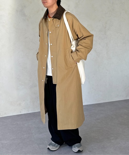 CPCM（シーピーシーエム）の「襟配色ステンカラーコート（ステンカラーコート・メンズ・ブラック/カーキ/ベージュ・MEDIUM/LARGE）」の4枚目の写真