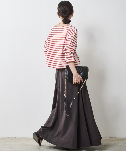CHIC STYLE（シックスタイル）の「＜大きいサイズ＞クロップド丈ボーダーカットソー シックスタイル（Tシャツ/カットソー・レディース・ネイビー×ホワイト/ホワイト×レッド/ホワイト×ブルー・L/LL/3L/4L/5L）」の22枚目の写真