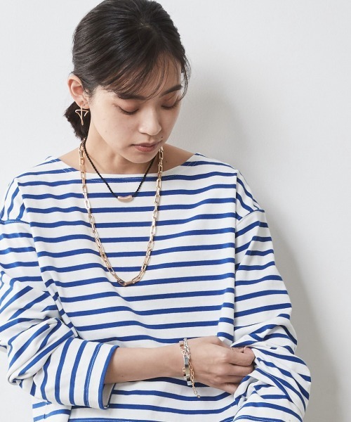 CHIC STYLE（シックスタイル）の「＜大きいサイズ＞クロップド丈ボーダーカットソー シックスタイル（Tシャツ/カットソー・レディース・ネイビー×ホワイト/ホワイト×レッド/ホワイト×ブルー・L/LL/3L/4L/5L）」の5枚目の写真