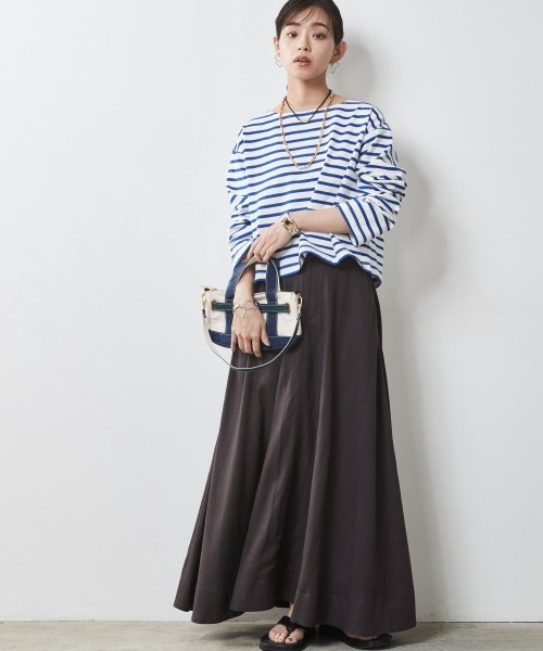 CHIC STYLE（シックスタイル）の「＜大きいサイズ＞クロップド丈ボーダーカットソー シックスタイル（Tシャツ/カットソー・レディース・ネイビー×ホワイト/ホワイト×レッド/ホワイト×ブルー・L/LL/3L/4L/5L）」の21枚目の写真