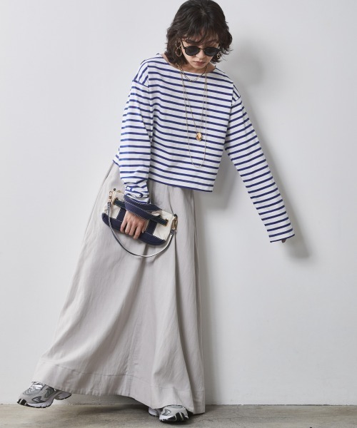 CHIC STYLE（シックスタイル）の「＜大きいサイズ＞クロップド丈ボーダーカットソー シックスタイル（Tシャツ/カットソー・レディース・ネイビー×ホワイト/ホワイト×レッド/ホワイト×ブルー・L/LL/3L/4L/5L）」の13枚目の写真
