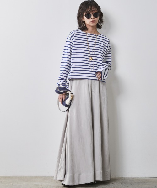 CHIC STYLE（シックスタイル）の「＜大きいサイズ＞クロップド丈ボーダーカットソー シックスタイル（Tシャツ/カットソー・レディース・ネイビー×ホワイト/ホワイト×レッド/ホワイト×ブルー・L/LL/3L/4L/5L）」の14枚目の写真