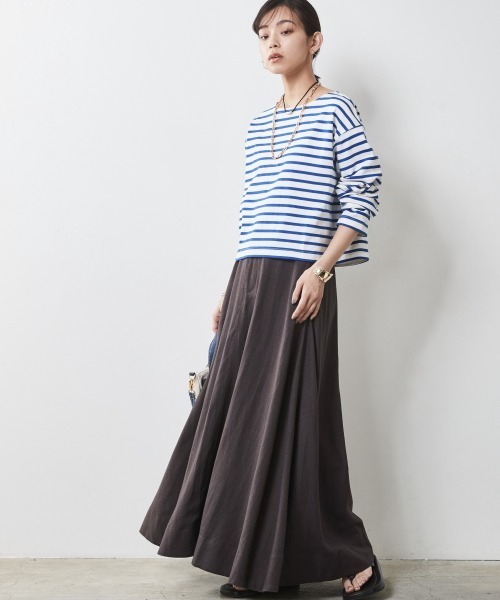 CHIC STYLE（シックスタイル）の「＜大きいサイズ＞クロップド丈ボーダーカットソー シックスタイル（Tシャツ/カットソー・レディース・ネイビー×ホワイト/ホワイト×レッド/ホワイト×ブルー・L/LL/3L/4L/5L）」の18枚目の写真