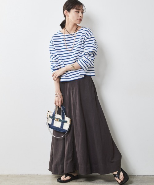 CHIC STYLE（シックスタイル）の「＜大きいサイズ＞クロップド丈ボーダーカットソー シックスタイル（Tシャツ/カットソー・レディース・ネイビー×ホワイト/ホワイト×レッド/ホワイト×ブルー・L/LL/3L/4L/5L）」の19枚目の写真