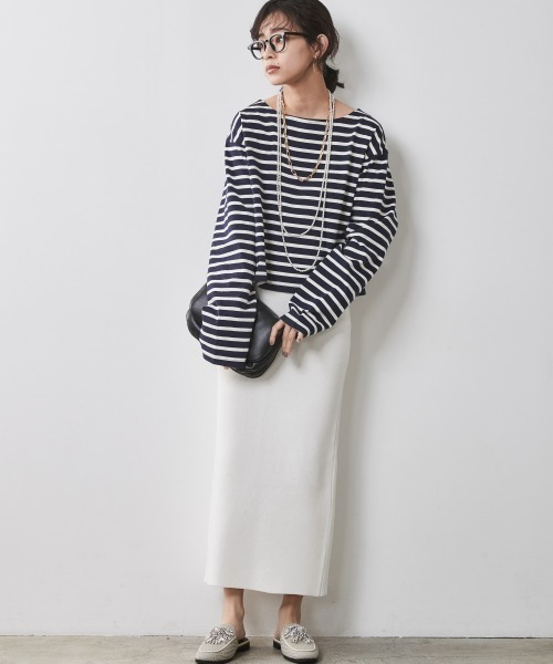 CHIC STYLE（シックスタイル）の「＜大きいサイズ＞クロップド丈ボーダーカットソー シックスタイル（Tシャツ/カットソー・レディース・ネイビー×ホワイト/ホワイト×レッド/ホワイト×ブルー・L/LL/3L/4L/5L）」の11枚目の写真
