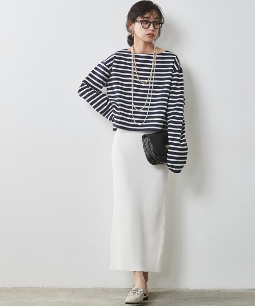 CHIC STYLE（シックスタイル）の「＜大きいサイズ＞クロップド丈ボーダーカットソー シックスタイル（Tシャツ/カットソー・レディース・ネイビー×ホワイト/ホワイト×レッド/ホワイト×ブルー・L/LL/3L/4L/5L）」の12枚目の写真