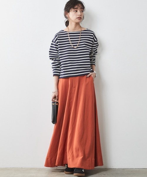 CHIC STYLE（シックスタイル）の「＜大きいサイズ＞クロップド丈ボーダーカットソー シックスタイル（Tシャツ/カットソー・レディース・ネイビー×ホワイト/ホワイト×レッド/ホワイト×ブルー・L/LL/3L/4L/5L）」の16枚目の写真