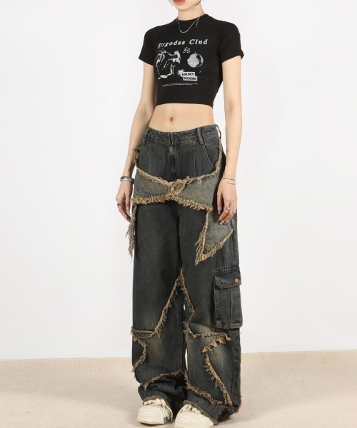 mushwear(マッシュウェア)の「スターカット ダメージワイドデニムパンツ(デニムパンツ・メンズ・ブルー・SMALL/MEDIUM/LARGE)」の9枚目の写真